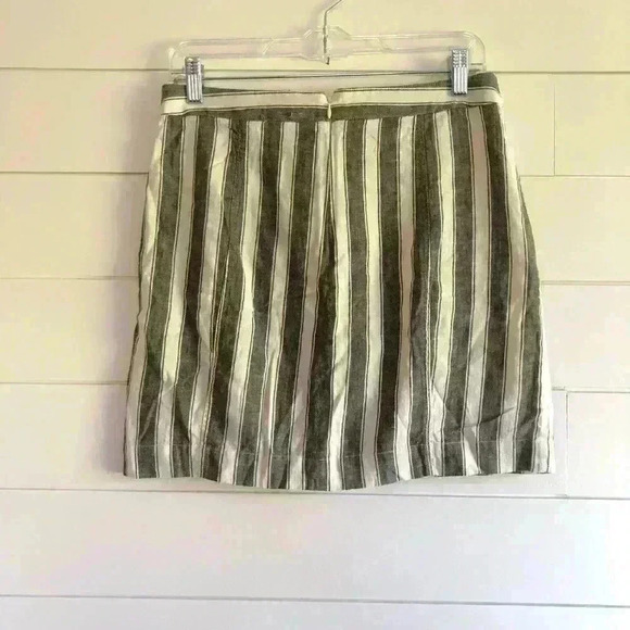 Madewell Linen/Cotton Gray & White Stripe Laced Up Mini Skirt Size 4 - Picture 8 of 9